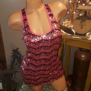 Bebe racerback sequins tank S pink